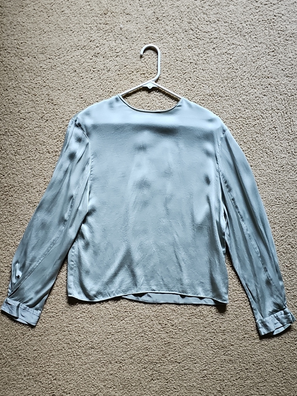 Vince Silk Blue-Green Long-Sleeve Blouse